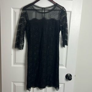 Max & Cleo Lace & Mesh Little Black Dress (size 6)